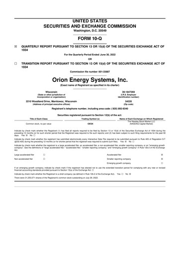Thumbnail Orion Energy Systems
 10-Q Quarterly Report FY2022 