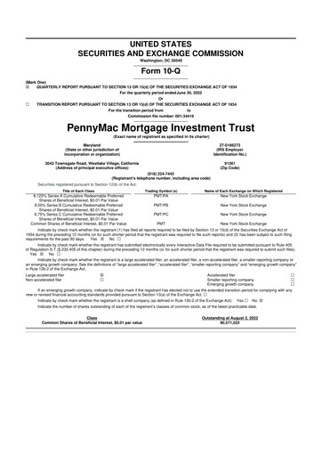Thumbnail PennyMac Mortgage Investment Trust 10-Q Quarterly Report FY 