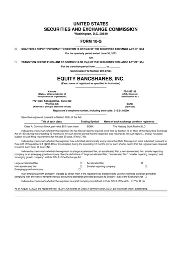 Vorschaubild Equity Bancshares 10-Q Quartalsbericht 2022 