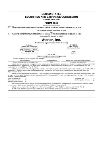 Thumbnail Aterian 10-Q Quarterly Report FY2022 