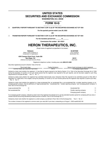Thumbnail Heron Therapeutics 10-Q Quarterly Report FY2022 