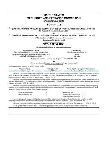 Miniature Novanta 10-Q Rapport trimestriel 2022 