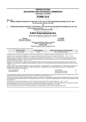 Miniature CACI International Inc 10-K Rapport annuel 2022