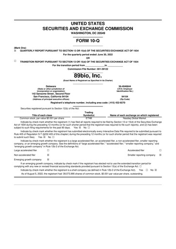 Thumbnail 89bio 10-Q Quarterly Report FY2022 