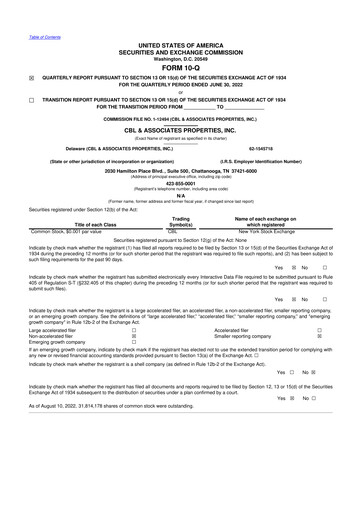 Thumbnail CBL Properties
 10-Q Quarterly Report FY2022 