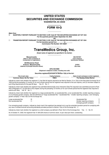 Thumbnail TransMedics Group 10-Q Quarterly Report FY2022 
