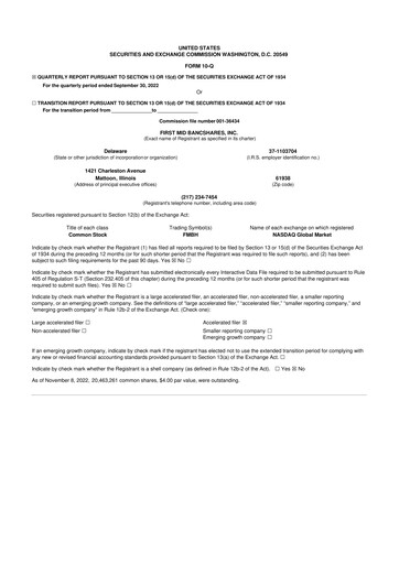 Thumbnail First Mid Bancshares 10-Q Quarterly Report FY2022 