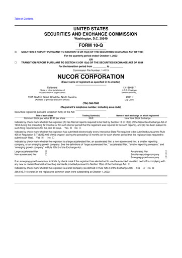 Vorschaubild Nucor
 10-Q Quartalsbericht 2022 