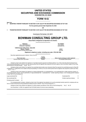 Thumbnail Bowman Consulting Group 10-Q Quarterly Report FY 
