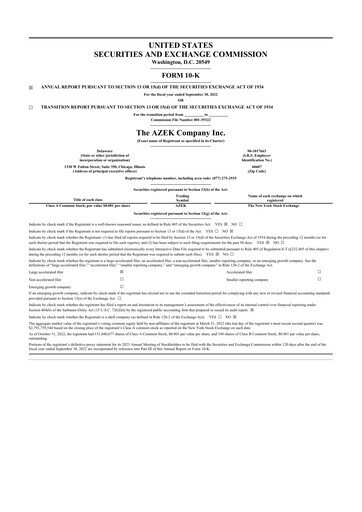 Thumbnail The AZEK Company
 10-K Annual Report 2022