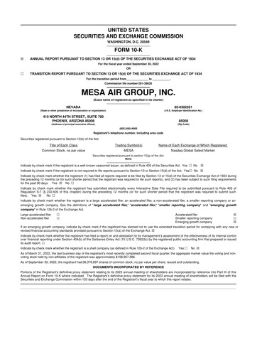 Thumbnail Republic Airways 10-K Annual Report 2022