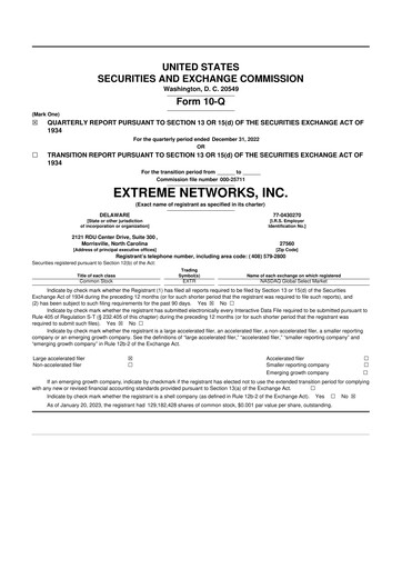 Thumbnail Extreme Networks
 10-Q Quarterly Report FY2023 