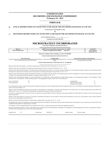 Thumbnail Strategy 
 (MicroStrategy) 10-K Annual Report 