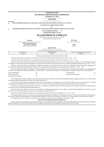 Thumbnail STAAR Surgical 10-K Annual Report 2022