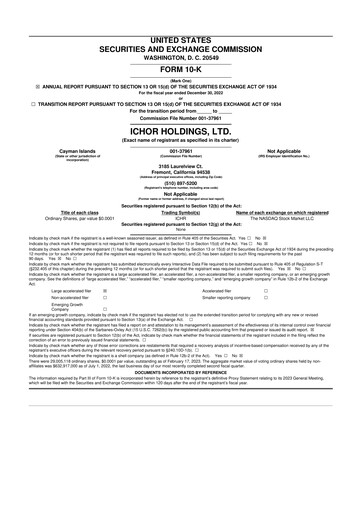 Thumbnail Ichor Systems 10-K Annual Report 2022