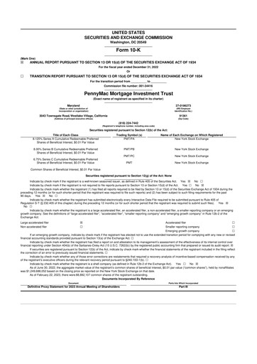 Thumbnail PennyMac Mortgage Investment Trust 10-K Annual Report 2022