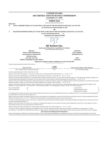 Thumbnail PJT Partners
 10-K Annual Report 2022