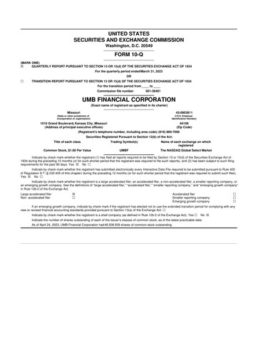 Thumbnail UMB Financial 10-Q Quarterly Report FY2023 