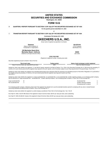 Thumbnail Skechers
 10-Q Quarterly Report FY2023 