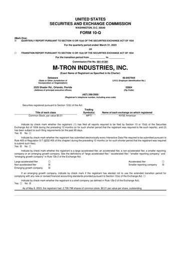 Thumbnail M-tron Industries 10-Q Quarterly Report FY2023 