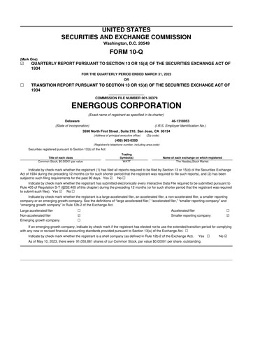 Vorschaubild Energous 10-Q Quartalsbericht 2023 