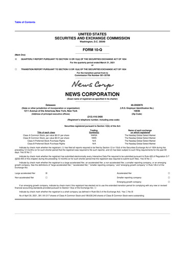 Thumbnail News Corp 10-Q Quarterly Report FY2021 