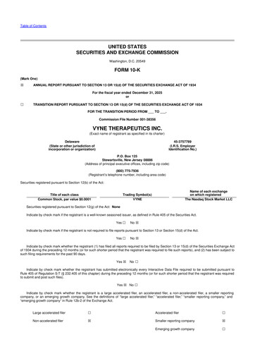 Miniature VYNE Therapeutics 10-K Rapport annuel 2025