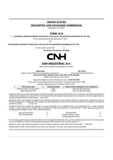 Thumbnail CNH Industrial
 10-Q Quarterly Report FY2025 
