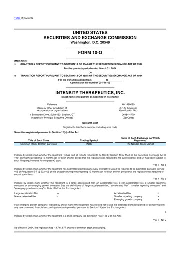 Thumbnail Intensity Therapeutics 10-Q Quarterly Report FY2024 