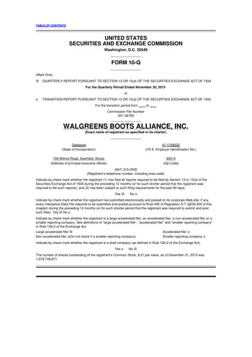 Vorschaubild Walgreens Boots Alliance 10-Q Quartalsbericht 2016 