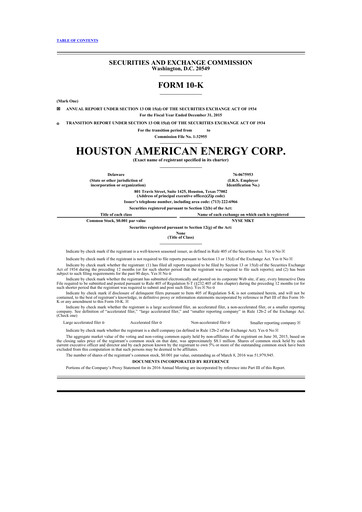 Miniature Houston American Energy 10-K Rapport annuel 2015
