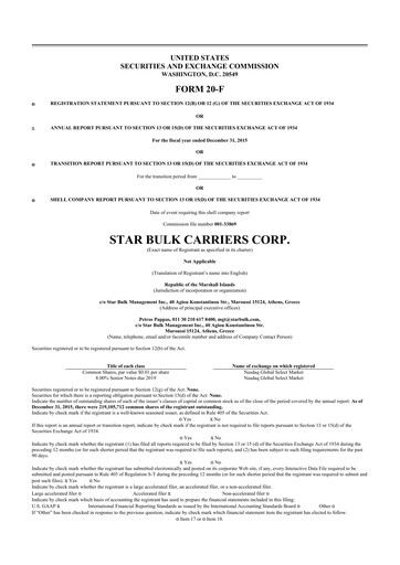 Thumbnail Star Bulk Carriers 20-F Annual Report 2015