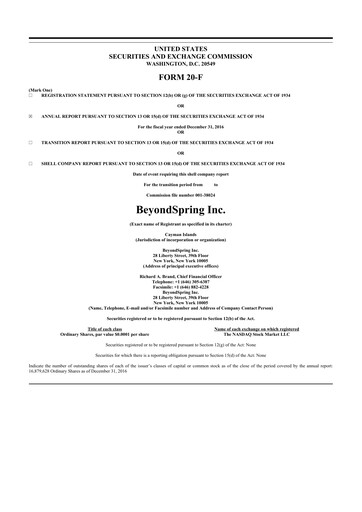 Thumbnail BeyondSpring 20-F Annual Report 2016