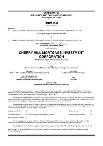 Thumbnail Cherry Hill Mortgage Investment 10-Q Quarterly Report FY2018 