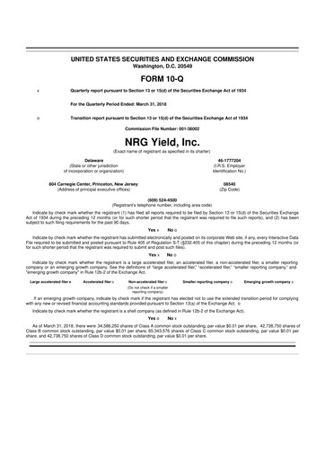 Thumbnail Clearway Energy
 10-Q Quarterly Report FY2018 