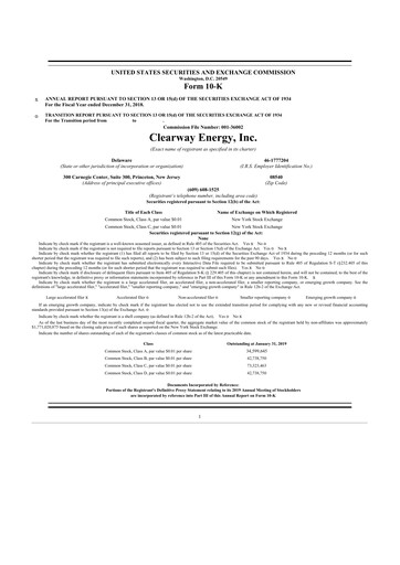 Thumbnail Clearway Energy
 10-K Annual Report 2018