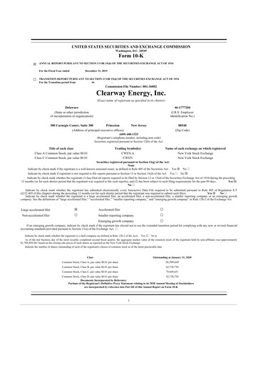 Thumbnail Clearway Energy
 10-K Annual Report 2019