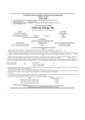 Thumbnail Clearway Energy
 10-K Annual Report 2020