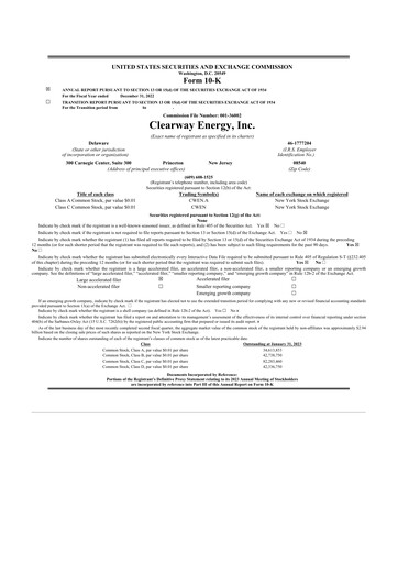 Thumbnail Clearway Energy
 10-K Annual Report 2022