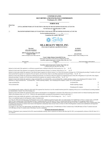 Thumbnail Sila Realty Trust 10-K Annual Report 2020