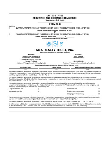 Vorschaubild Sila Realty Trust 10-Q Quartalsbericht 2022 