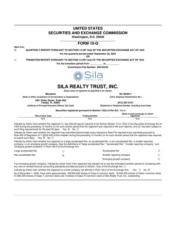 Vorschaubild Sila Realty Trust 10-Q Quartalsbericht 2023 