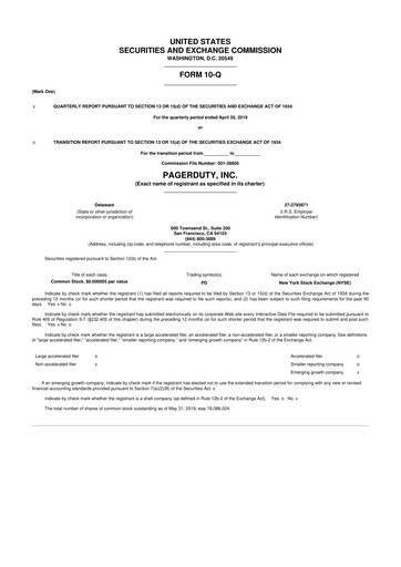 Thumbnail PagerDuty 10-Q Quarterly Report FY2020 