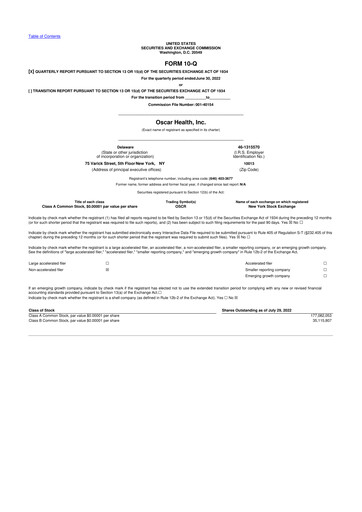 Thumbnail Oscar Health 10-Q Quarterly Report FY2022 