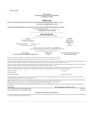 Thumbnail Oscar Health 10-K Annual Report 2022