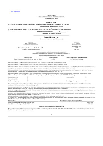 Thumbnail Oscar Health 10-K Annual Report 2023