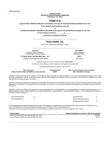 Thumbnail Oscar Health 10-Q Quarterly Report FY2025 