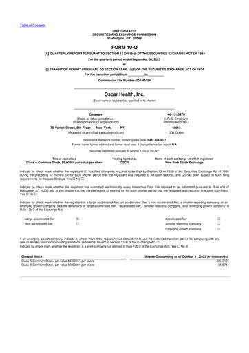 Thumbnail Oscar Health 10-Q Quarterly Report FY2025 