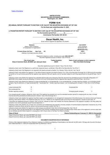 Thumbnail Oscar Health 10-K Annual Report 2025