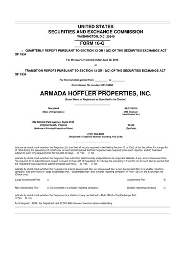 Thumbnail Armada Hoffler Properties
 10-Q Quarterly Report FY2016 